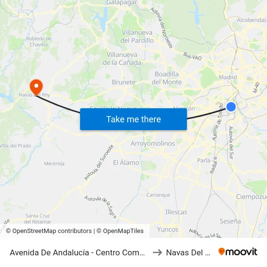 Avenida De Andalucía - Centro Comercial to Navas Del Rey map