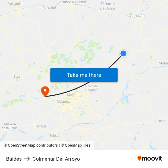 Baides to Colmenar Del Arroyo map