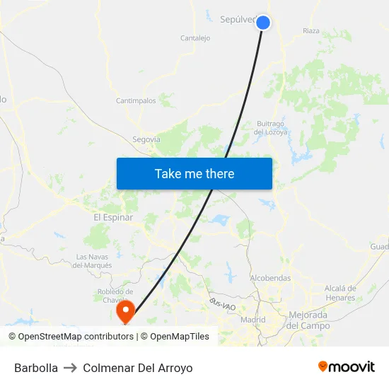Barbolla to Colmenar Del Arroyo map