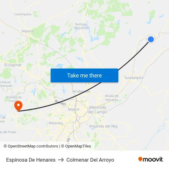 Espinosa De Henares to Colmenar Del Arroyo map