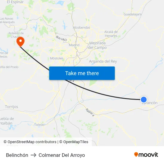 Belinchón to Colmenar Del Arroyo map