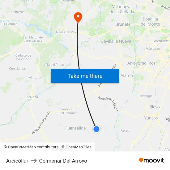 Arcicóllar to Colmenar Del Arroyo map