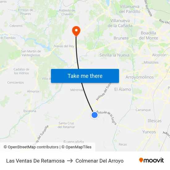 Las Ventas De Retamosa to Colmenar Del Arroyo map