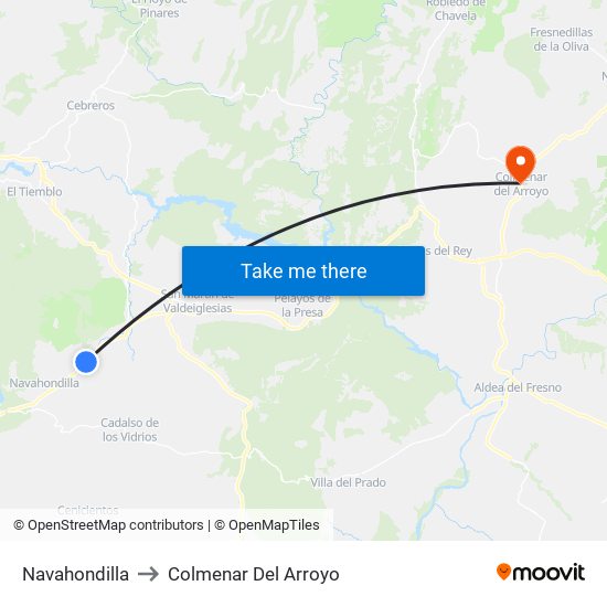 Navahondilla to Colmenar Del Arroyo map