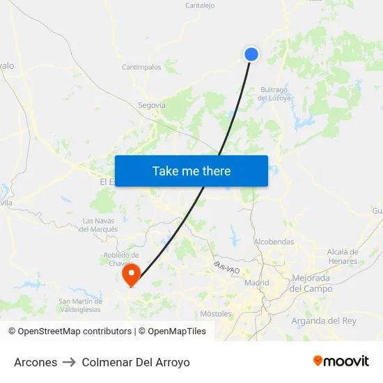 Arcones to Colmenar Del Arroyo map