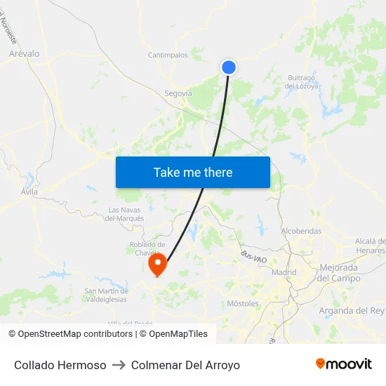 Collado Hermoso to Colmenar Del Arroyo map