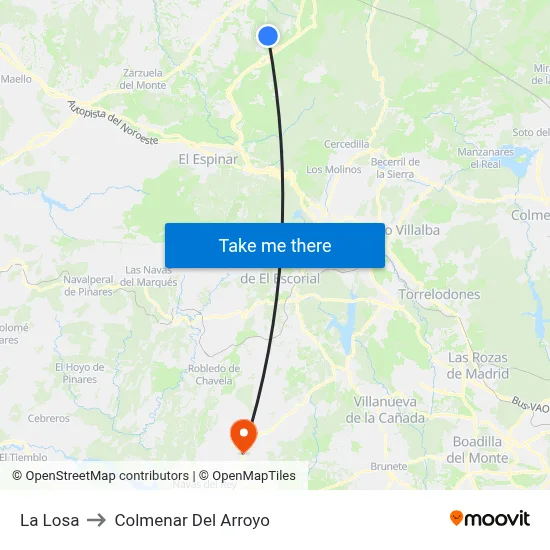 La Losa to Colmenar Del Arroyo map