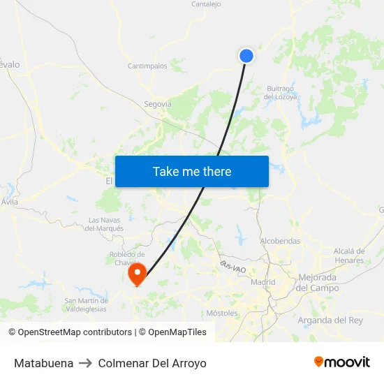 Matabuena to Colmenar Del Arroyo map