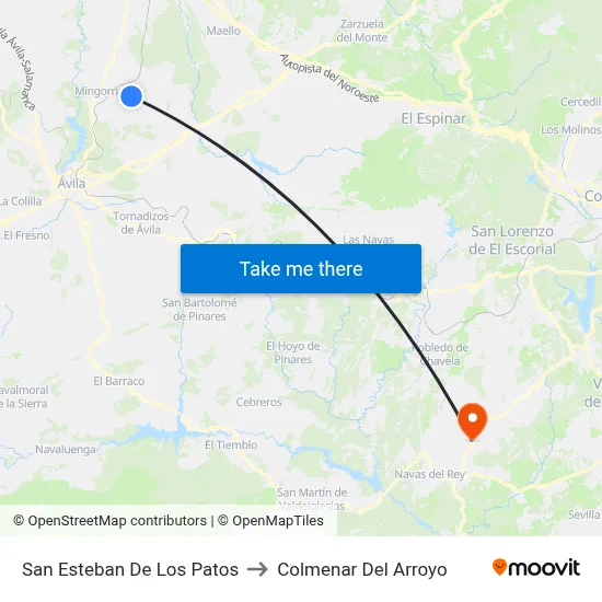 San Esteban De Los Patos to Colmenar Del Arroyo map