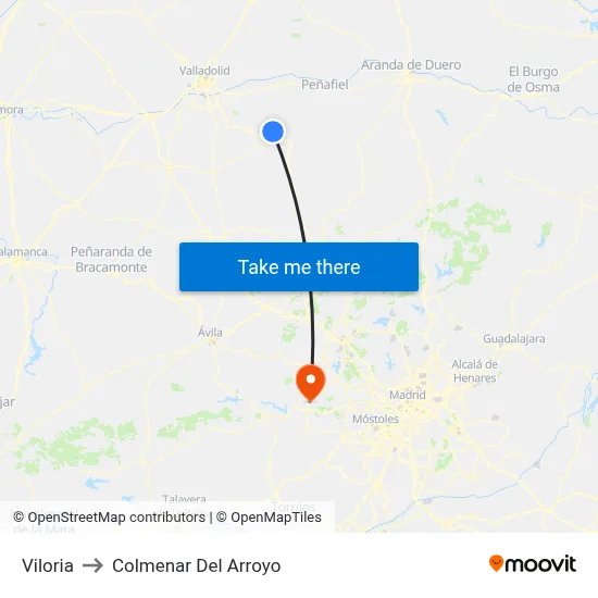Viloria to Colmenar Del Arroyo map