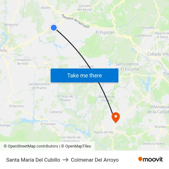 Santa María Del Cubillo to Colmenar Del Arroyo map