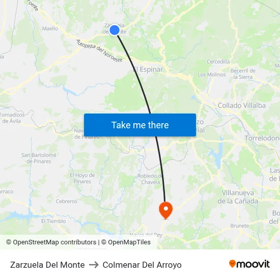 Zarzuela Del Monte to Colmenar Del Arroyo map