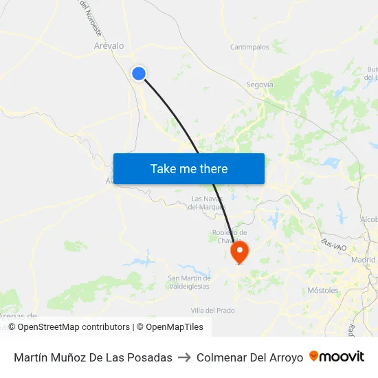 Martín Muñoz De Las Posadas to Colmenar Del Arroyo map