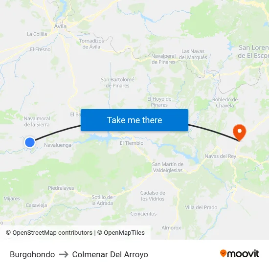 Burgohondo to Colmenar Del Arroyo map