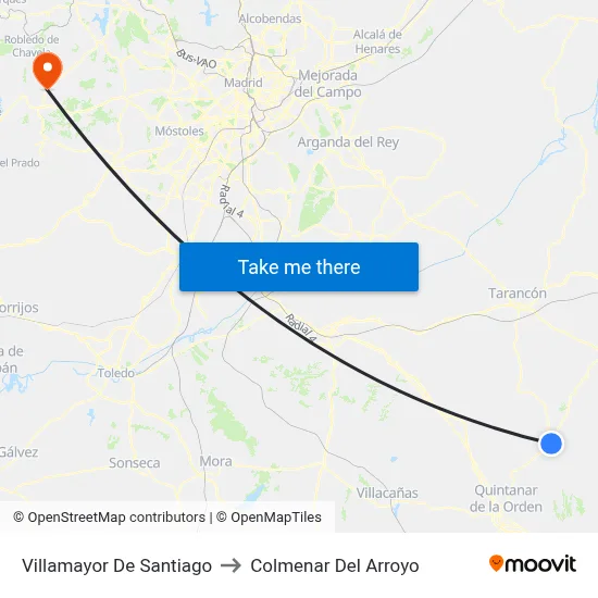 Villamayor De Santiago to Colmenar Del Arroyo map