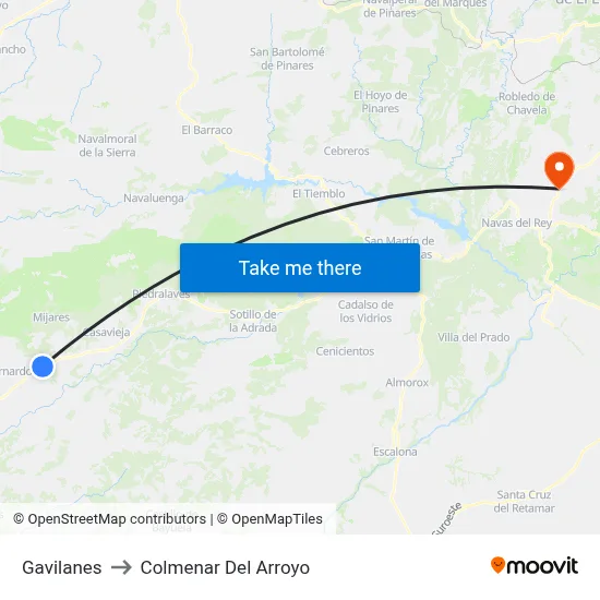 Gavilanes to Colmenar Del Arroyo map