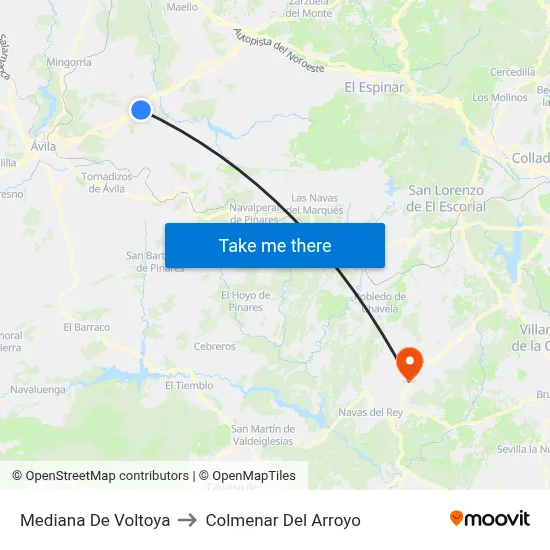 Mediana De Voltoya to Colmenar Del Arroyo map