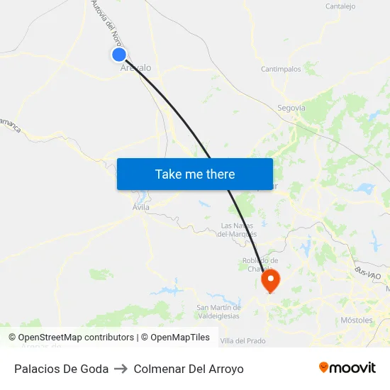 Palacios De Goda to Colmenar Del Arroyo map