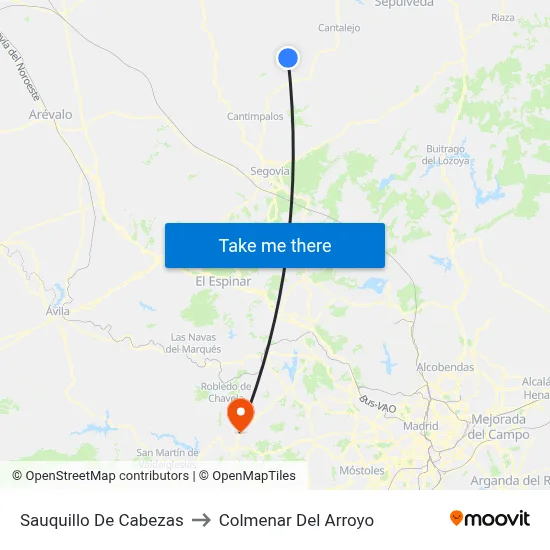 Sauquillo De Cabezas to Colmenar Del Arroyo map
