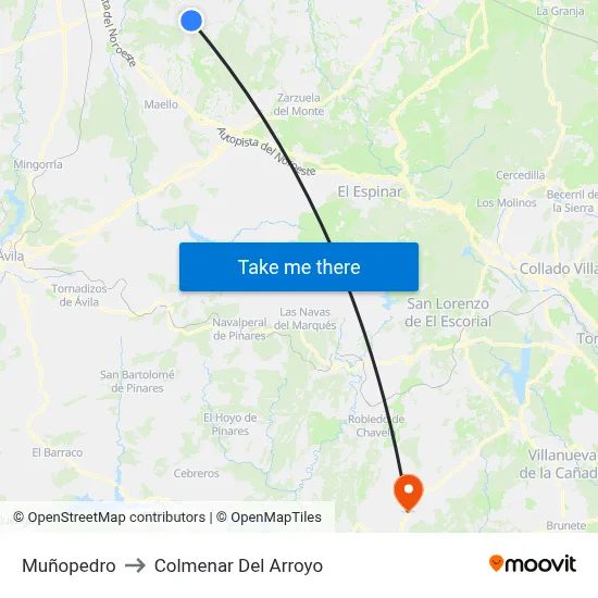 Muñopedro to Colmenar Del Arroyo map