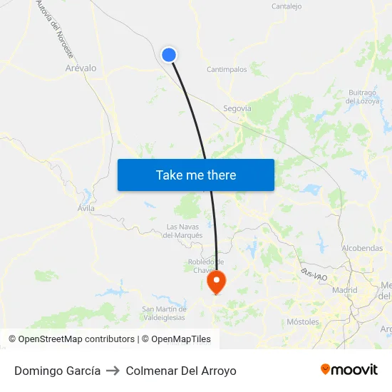 Domingo García to Colmenar Del Arroyo map