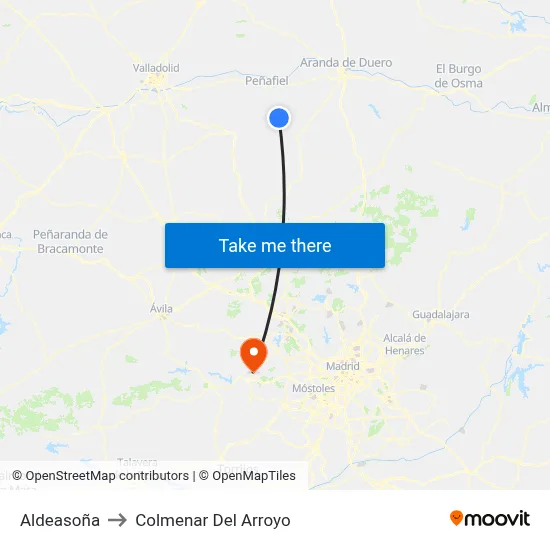 Aldeasoña to Colmenar Del Arroyo map