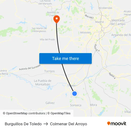 Burguillos De Toledo to Colmenar Del Arroyo map