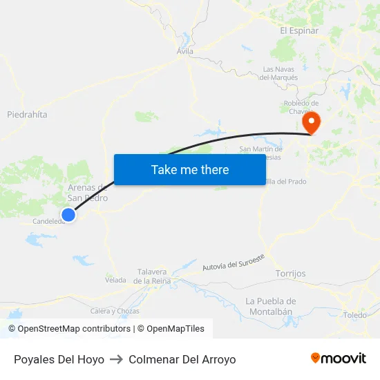Poyales Del Hoyo to Colmenar Del Arroyo map