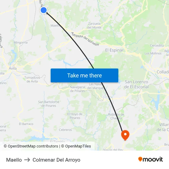 Maello to Colmenar Del Arroyo map