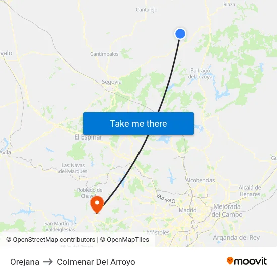 Orejana to Colmenar Del Arroyo map