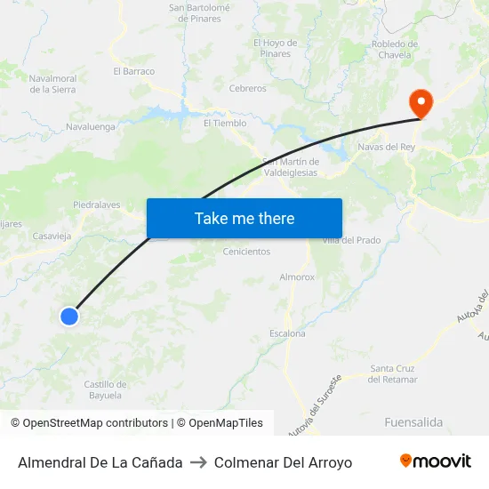 Almendral De La Cañada to Colmenar Del Arroyo map