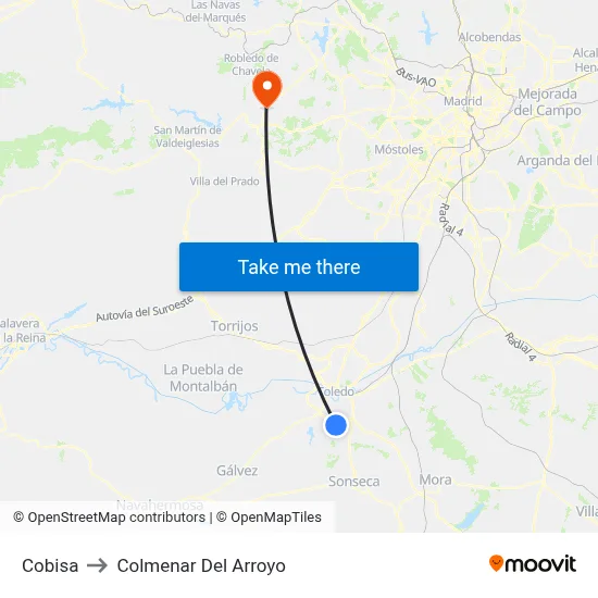 Cobisa to Colmenar Del Arroyo map