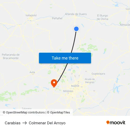 Carabias to Colmenar Del Arroyo map