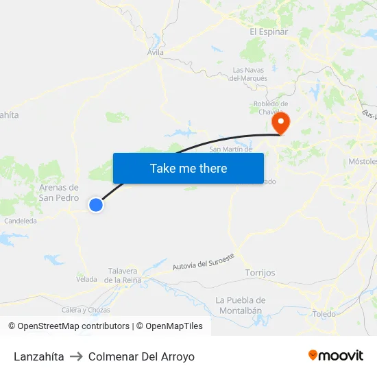 Lanzahíta to Colmenar Del Arroyo map