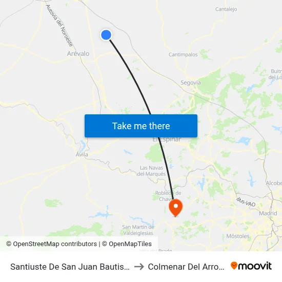 Santiuste De San Juan Bautista to Colmenar Del Arroyo map