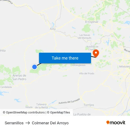 Serranillos to Colmenar Del Arroyo map