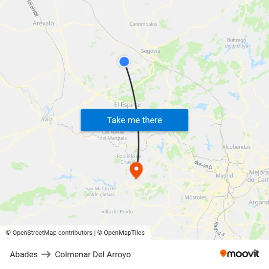 Abades to Colmenar Del Arroyo map
