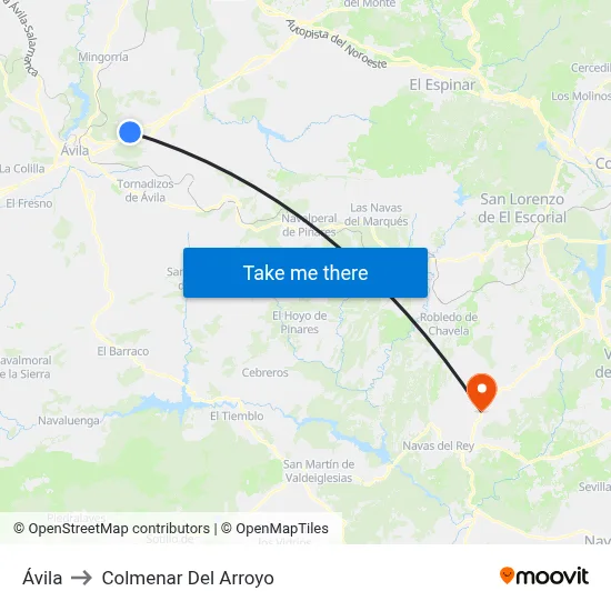 Ávila to Colmenar Del Arroyo map