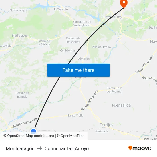 Montearagón to Colmenar Del Arroyo map