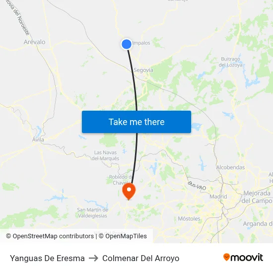 Yanguas De Eresma to Colmenar Del Arroyo map