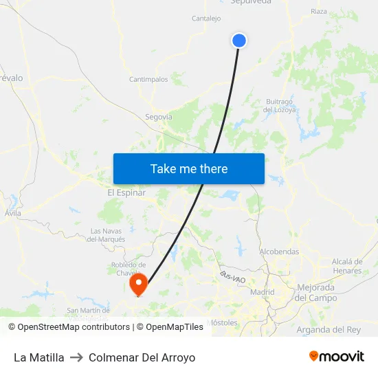 La Matilla to Colmenar Del Arroyo map