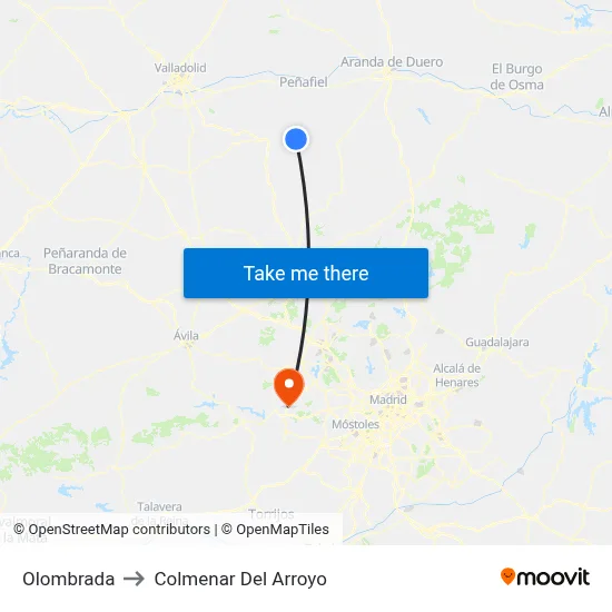 Olombrada to Colmenar Del Arroyo map