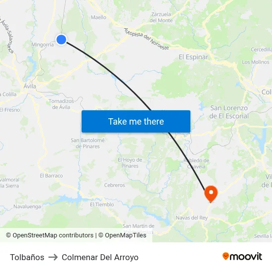 Tolbaños to Colmenar Del Arroyo map