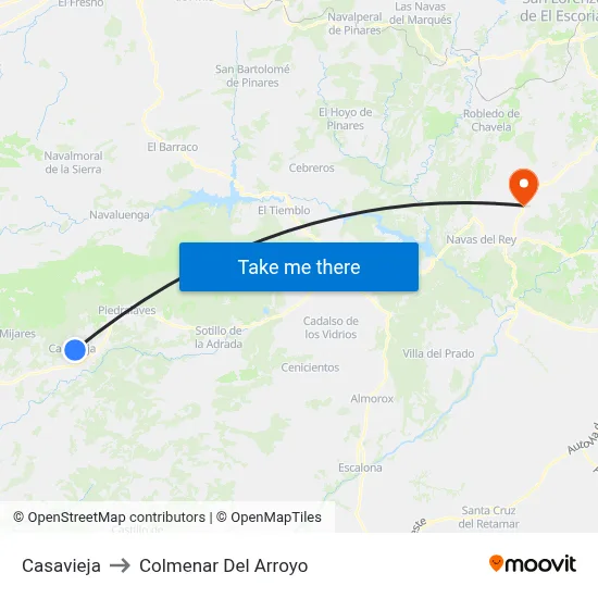 Casavieja to Colmenar Del Arroyo map