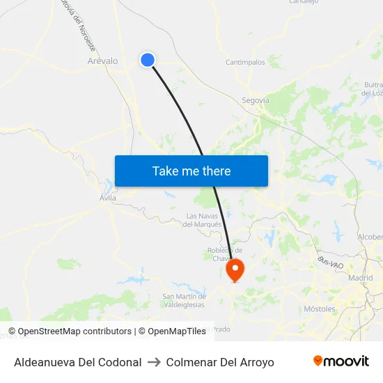 Aldeanueva Del Codonal to Colmenar Del Arroyo map