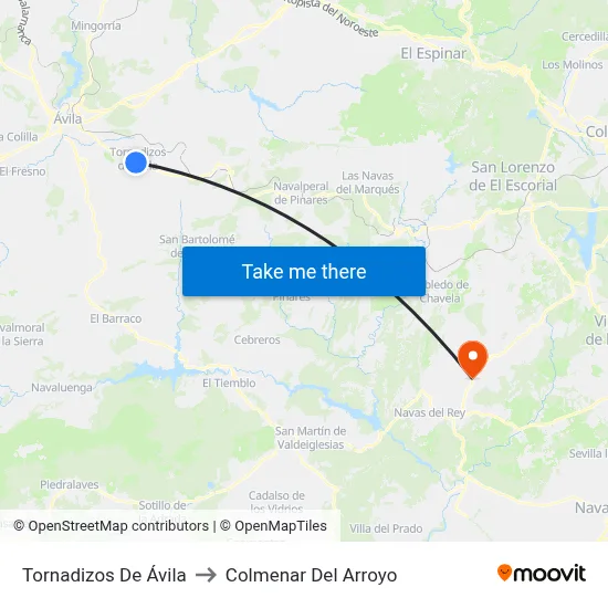 Tornadizos De Ávila to Colmenar Del Arroyo map