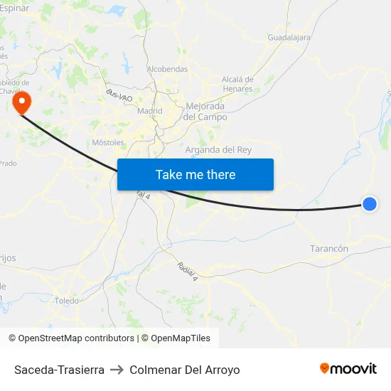 Saceda-Trasierra to Colmenar Del Arroyo map