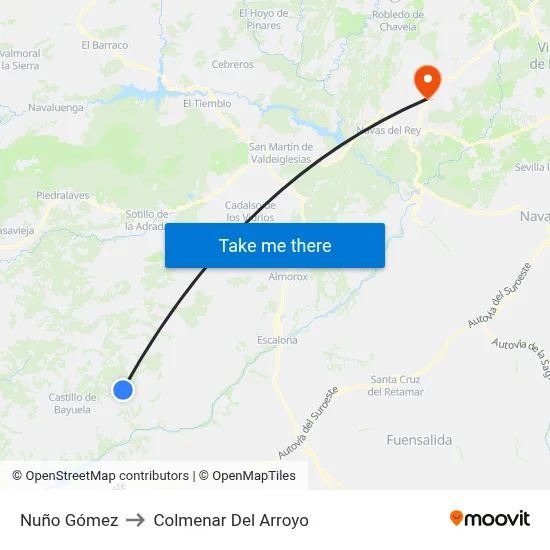 Nuño Gómez to Colmenar Del Arroyo map