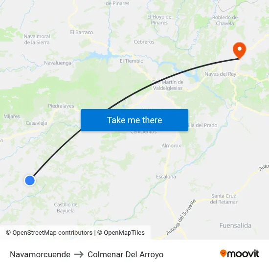 Navamorcuende to Colmenar Del Arroyo map