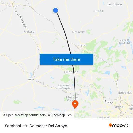 Samboal to Colmenar Del Arroyo map